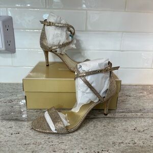 Michael Kors Glittering Ava Mid Sandal Size 8